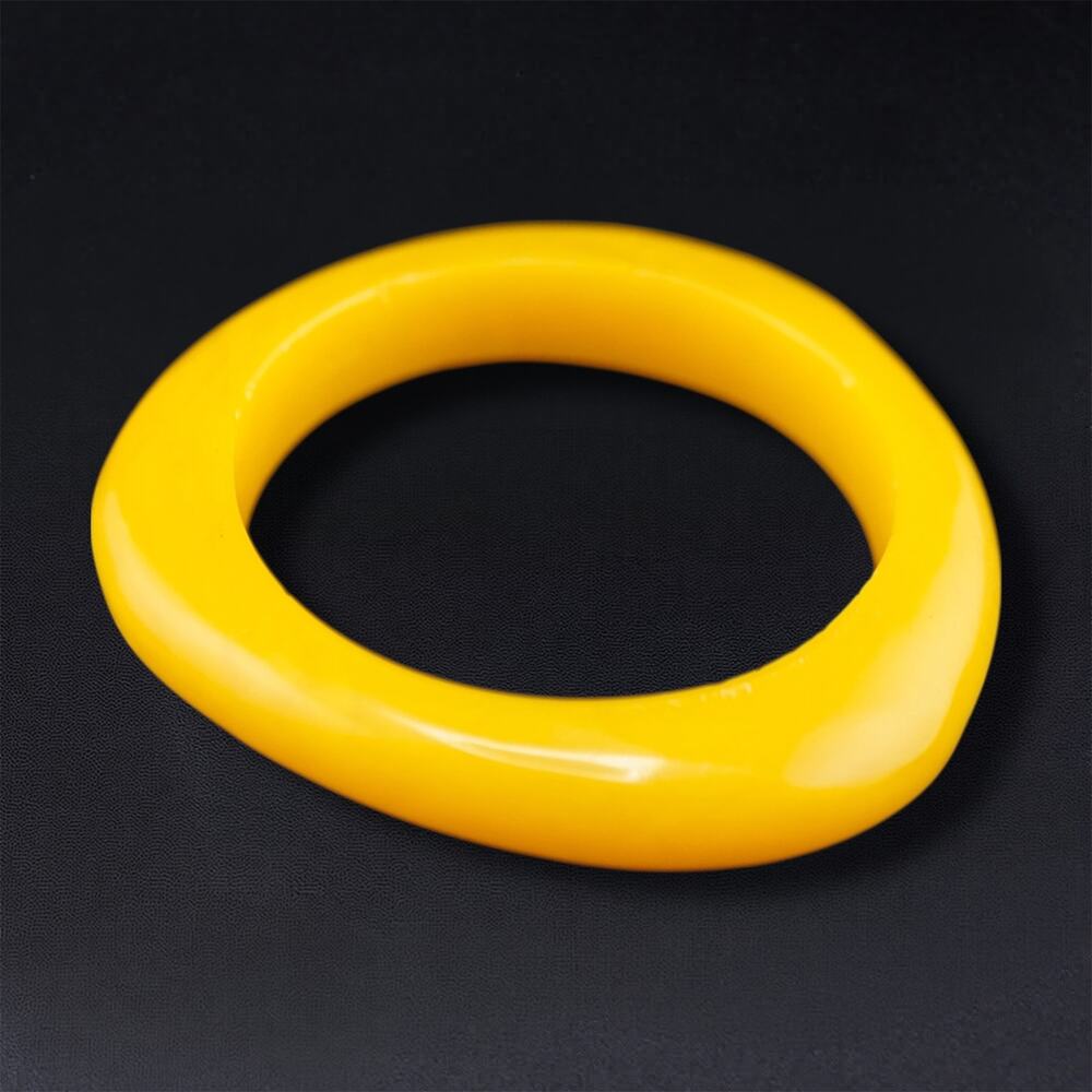 Vintage‎ Yellow Bangle Bracelet 6.5” Resin Lucite Chunky Retro Style MCM